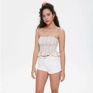 Forever 21 Striped Smocked Self-Tie Cami